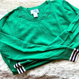 Old Navy Green Sweater with Navy Blue & Pink Details